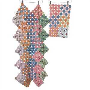 YoYo Quilt Table Runner and Placemat Vintage 1950s Handmade Yo Yo